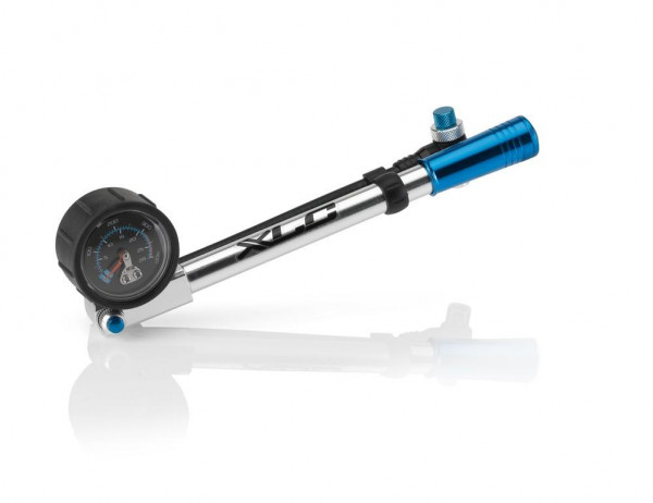 XLC Suspension Pumpe HighAir Pro PU-H03 Präzisionsmanometer und Schlauch si/blau